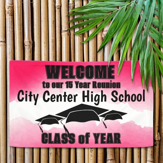 Rode Waterverf Border Class Reunion Welkom Spandoek