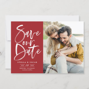 Rode Waterverf borstel kalligrafie foto Save The Date