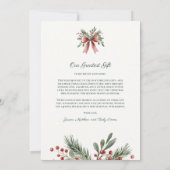 Rode Waterverf Bow Holly Berries Foto Kerst Feestdagenkaart (Achterkant)