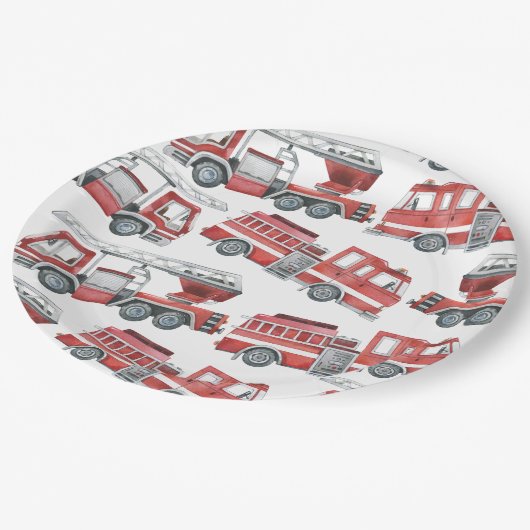 Rode Waterverf Brandweerwagen Papier Bord (Gekanteld)