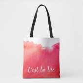 Rode waterverf C'est La Vie French quote chic Tote Bag (Voorkant)