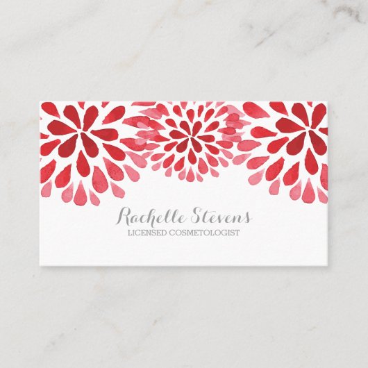Rode Waterverf Chrysanthema Visitekaartje (Voorkant)