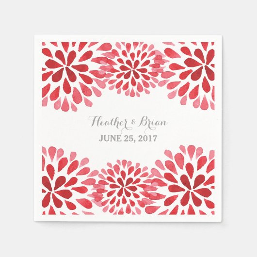 Rode Waterverf Chrysanthemum Papieren servetten (Voorkant)