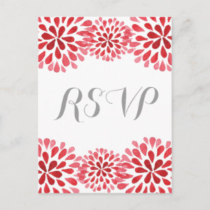 Rode Waterverf Chrysanthemum RSVP Briefkaart
