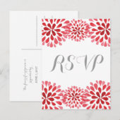 Rode Waterverf Chrysanthemum RSVP Briefkaart (Voorkant / Achterkant)