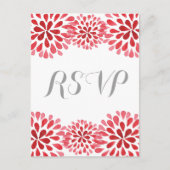 Rode Waterverf Chrysanthemum RSVP Briefkaart (Voorkant)