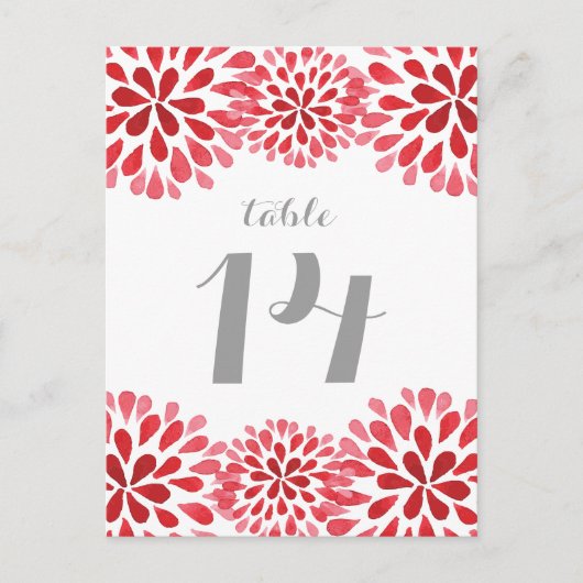 Rode Waterverf Chrysanthemum Table Briefkaart (Voorkant)