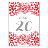 Rode Waterverf Chrysanthemum Table Number Kaart (Achterkant)