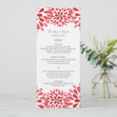 Rode Waterverf Chrysanthemum Wedding Menu (Staand voorkant)