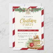 Rode Waterverf Custom Branded Christmas Party Kaart (Voorkant)