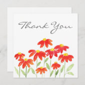 Rode Waterverf Daisies Bedankkaart (Voorkant / Achterkant)