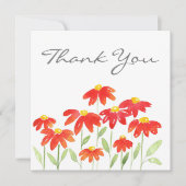 Rode Waterverf Daisies Bedankkaart (Voorkant)