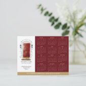 Rode Waterverf Door Vastgoedkalender 2025 Briefkaart (Staand voorkant)