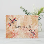 Rode Waterverf Dragonflies Weddenschap Kaart (Staand voorkant)