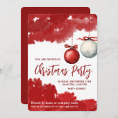 Rode waterverf elegant zakelijk kerstfeest kaart (Voorkant / Achterkant)