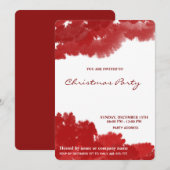 Rode waterverf elegant zakelijk kerstfeest kaart (Voorkant / Achterkant)