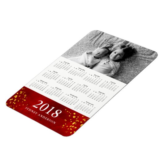 Rode Waterverf en Goud | Fotokalender 2018 Magneet (Linkerzijde)