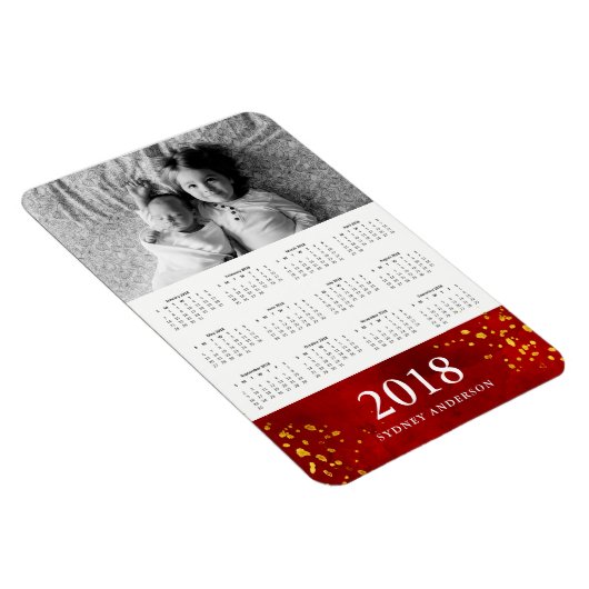 Rode Waterverf en Goud | Fotokalender 2018 Magneet (Rechterzijde)