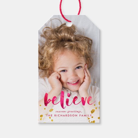 Rode Waterverf en gouden geloof | Foto Cadeaulabel (Voorkant)