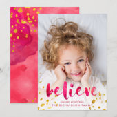 Rode Waterverf en gouden geloof | Foto Feestdagenkaart (Voorkant / Achterkant)