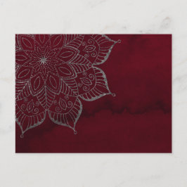 Rode Waterverf en grijze of zilverglitter Mandala Briefkaart