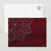 Rode Waterverf en grijze of zilverglitter Mandala Briefkaart (Voorkant / Achterkant)