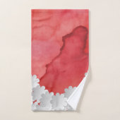 Rode Waterverf en witte bloemen Bad Handdoek (Handdoek)