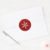 Rode Waterverf en witte sneeuwvlok | Kerstmis Ronde Sticker (Envelop)