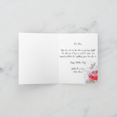 Rode Waterverf en Zwarte Inkt Bloemen Moederdag Kaart (Binnen)