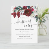 Rode Waterverf Floral Bow kerstfeest Kaart (Staand voorkant)