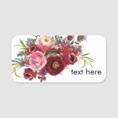 rode waterverf floral Classic Name Tag (Voorkant)