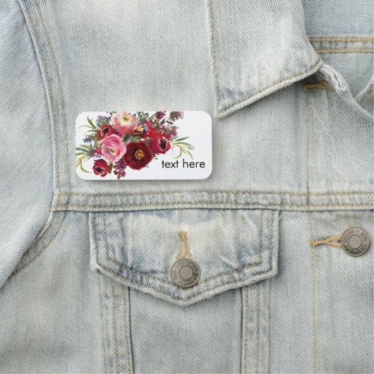 rode waterverf floral Classic Name Tag (In situ)