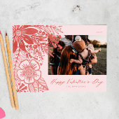 Rode Waterverf Floral Valentijnsdag Bouquet Feestdagenkaart