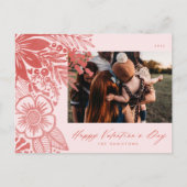 Rode Waterverf Floral Valentijnsdag Bouquet Feestdagenkaart (Voorkant)