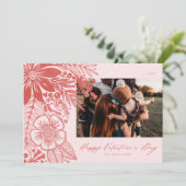 Rode Waterverf Floral Valentijnsdag Bouquet Feestdagenkaart (Staand voorkant)