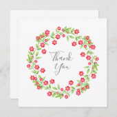 Rode Waterverf Floral Wreath Bedankkaart (Voorkant / Achterkant)