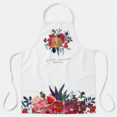Rode waterverf floreel goud, monogrammen schort (Voorkant)