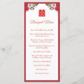 Rode waterverf florerende Chinese trouwbanket Menu (Voorkant)