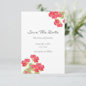 Rode Waterverf Geraniums 2 Bewaar de datum Save The Date (Staand voorkant)
