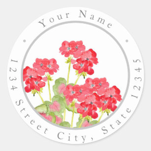 Rode Waterverf Geraniums 2 Labels