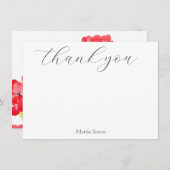 Rode Waterverf Geraniums Bedankkaart (Voorkant / Achterkant)