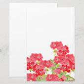 Rode Waterverf Geraniums Briefpapier