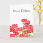 Rode Waterverf Geraniums Kaart (Gele Bloem)