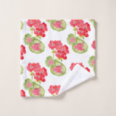 Rode Waterverf Geraniums Patroon Bad Handdoek (Wasdoekje)