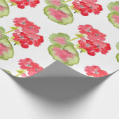 Rode Waterverf Geraniums Patroon Cadeaupapier (Hoek)