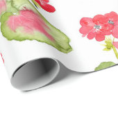 Rode Waterverf Geraniums Patroon Cadeaupapier (Rol Hoek)