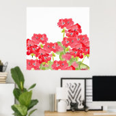 Rode Waterverf Geraniums Poster (Thuiskantoor)