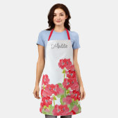 Rode Waterverf Geraniums Schort (Gedragen)