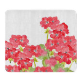 Rode Waterverf Geraniums Snijplank (Voorkant)