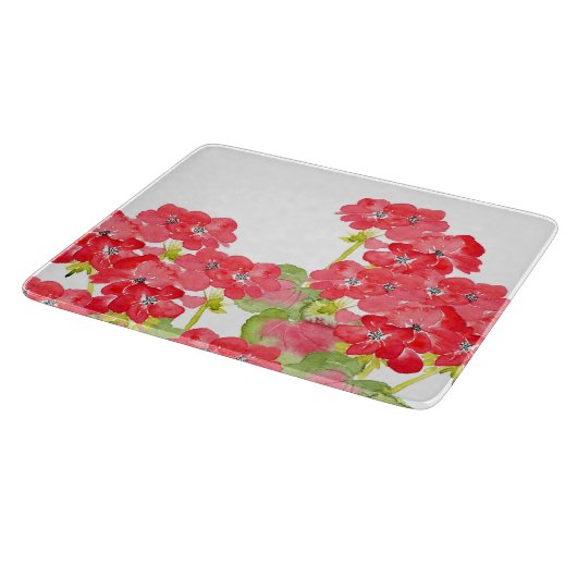 Rode Waterverf Geraniums Snijplank (Hoek)